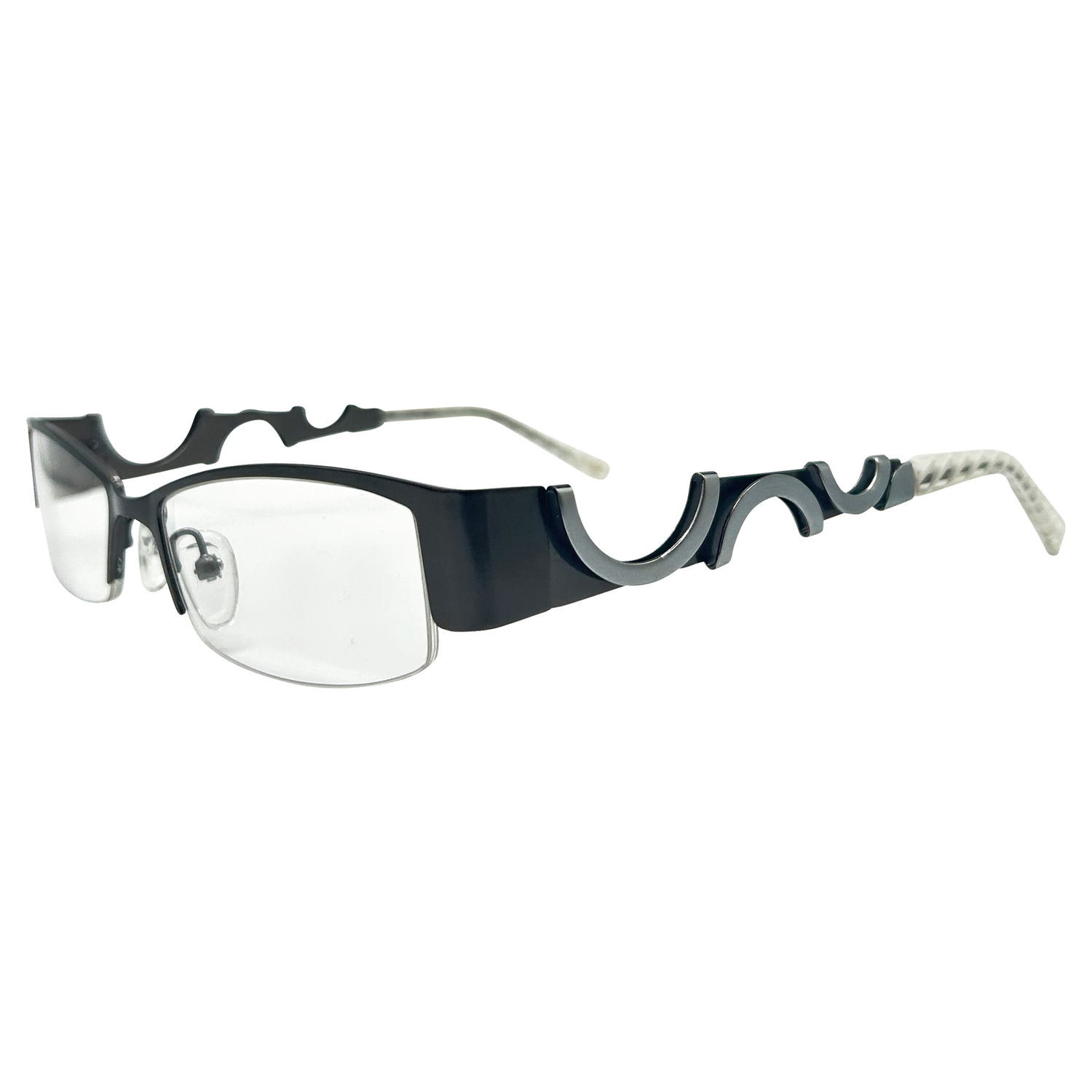 THE DON Clear Square Y2K Semi-Rimless Glasses | PremiumBlack-Giant Vintage Eyewear