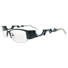 THE DON Clear Square Y2K Semi-Rimless Glasses | PremiumBlack-Giant Vintage Eyewear