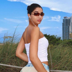 GLOSSY Rimless Square Sunglasses-Giant Vintage Eyewear