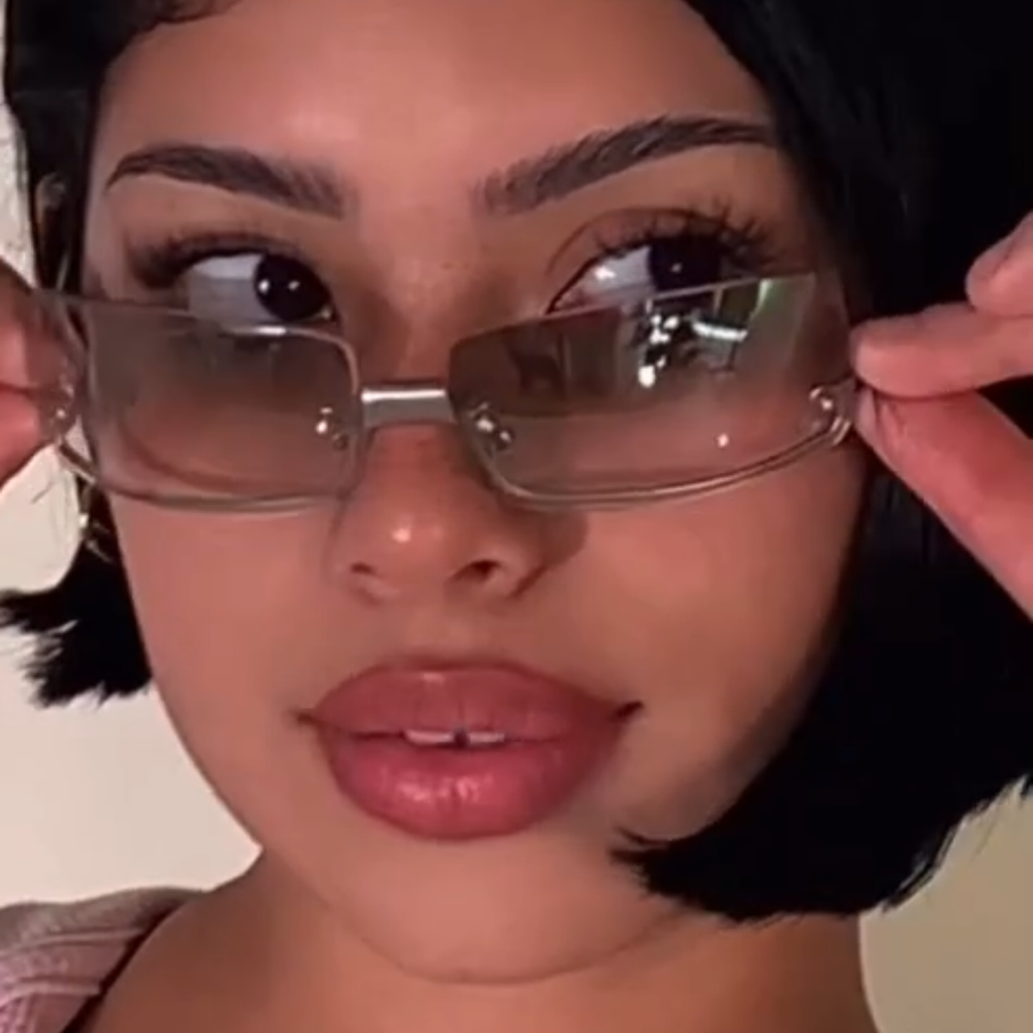GLOSSY Rimless Square Sunglasses-Giant Vintage Eyewear