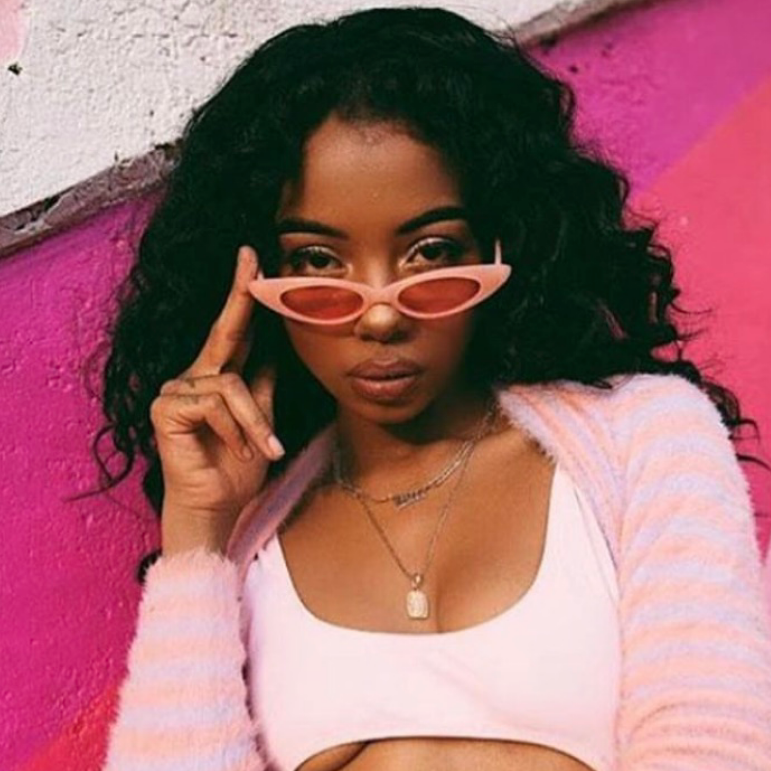 CAROLINA Carnation Slim Cat-Eye Sunglasses-Giant Vintage Eyewear