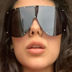 YOKO Black Oversized Shield Sunglasses-Giant Vintage Eyewear