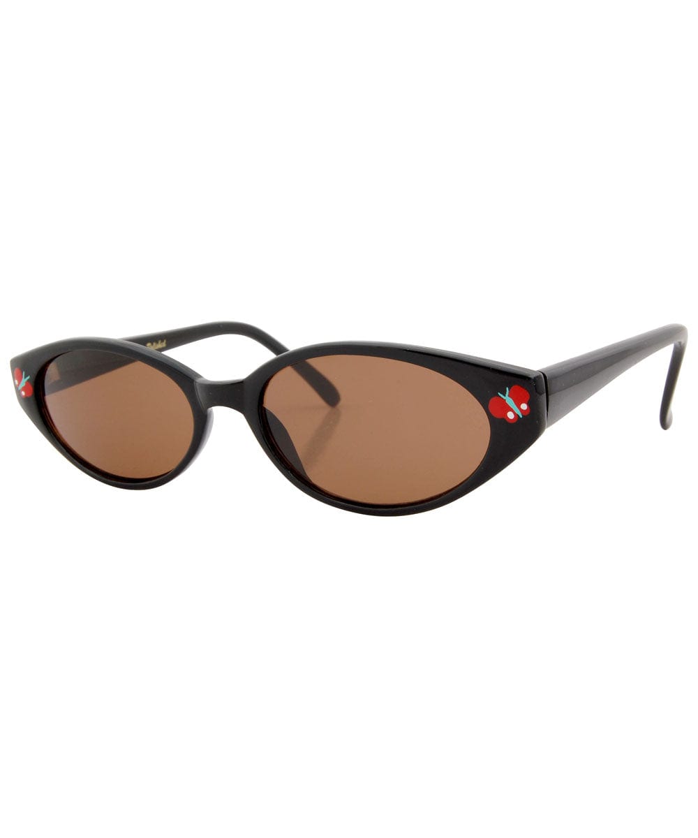 ADORBULOUS Black/Red Oval Sunglasses