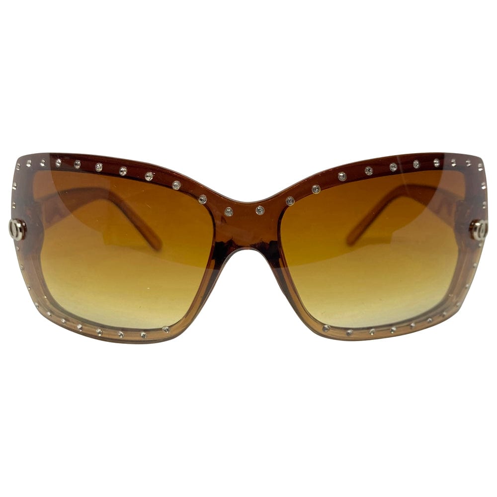 ANGELES Brown Jelly Y2K Shield Sunglasses