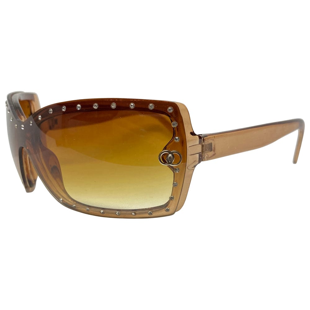 ANGELES Brown Jelly Y2K Shield Sunglasses