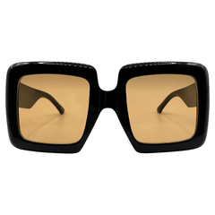 BLOCKS 70s-Inspired Square SunglassesBlack / Orange-Giant Vintage Eyewear