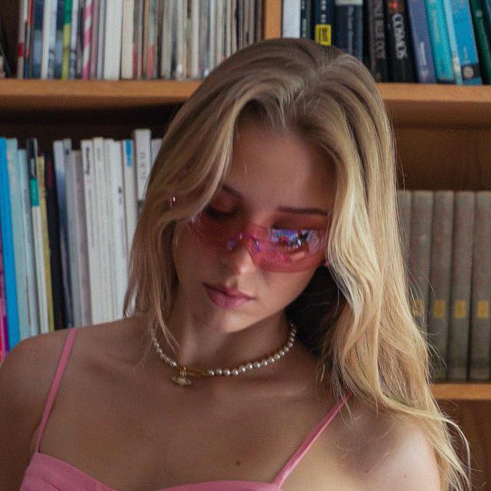BARBZ Pink Rimless Fashion Sunglasses