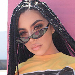 CAROLINA Black Slim Cat-Eye Sunglasses-Giant Vintage Eyewear