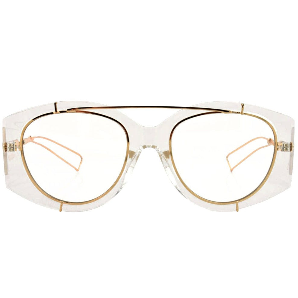CLEAN Crystal Clear Aviator Glasses-Giant Vintage Eyewear