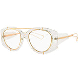 CLEAN Crystal Clear Aviator GlassesGold-Giant Vintage Eyewear