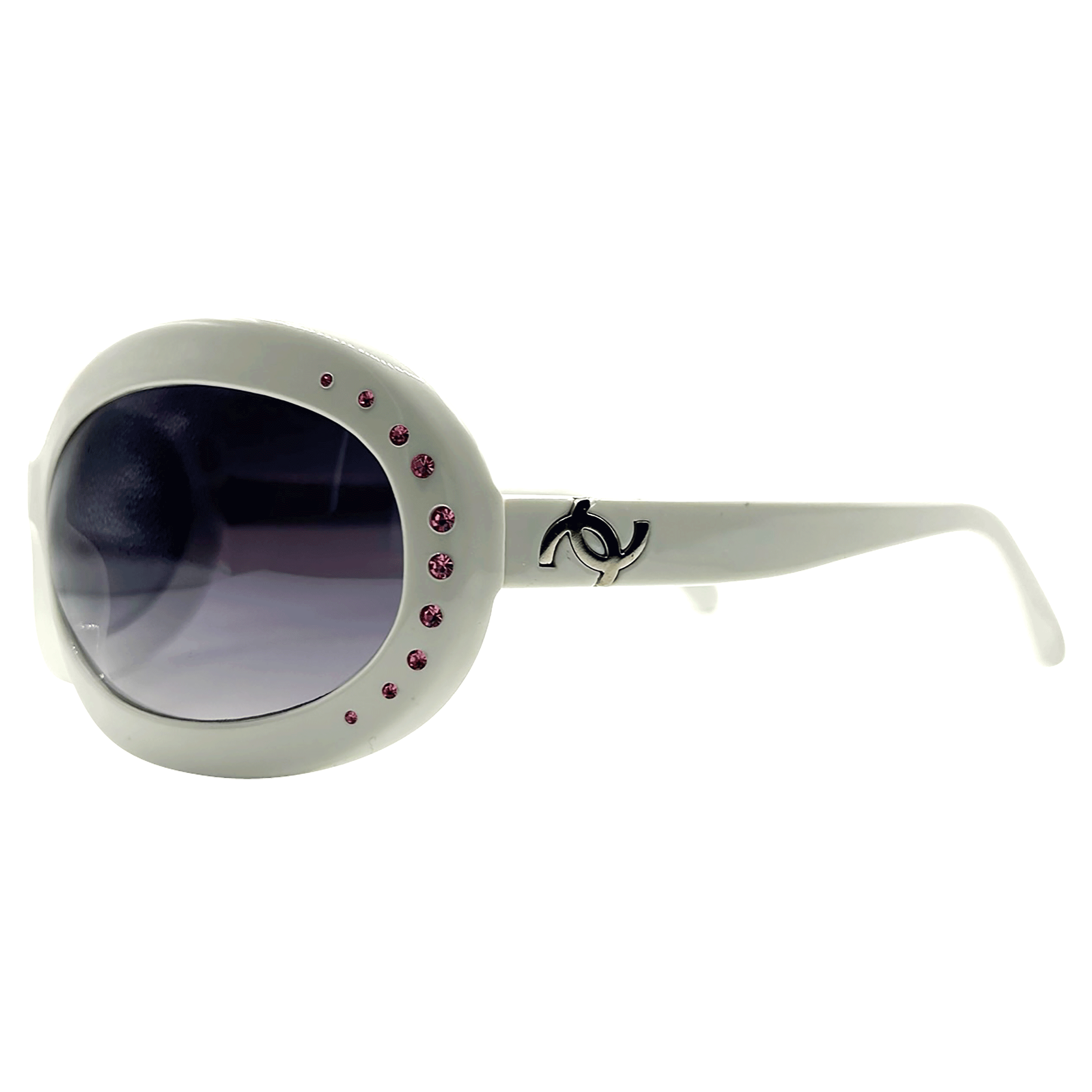 Shop Elton Oversized Vintage Fashion Sunglasses White