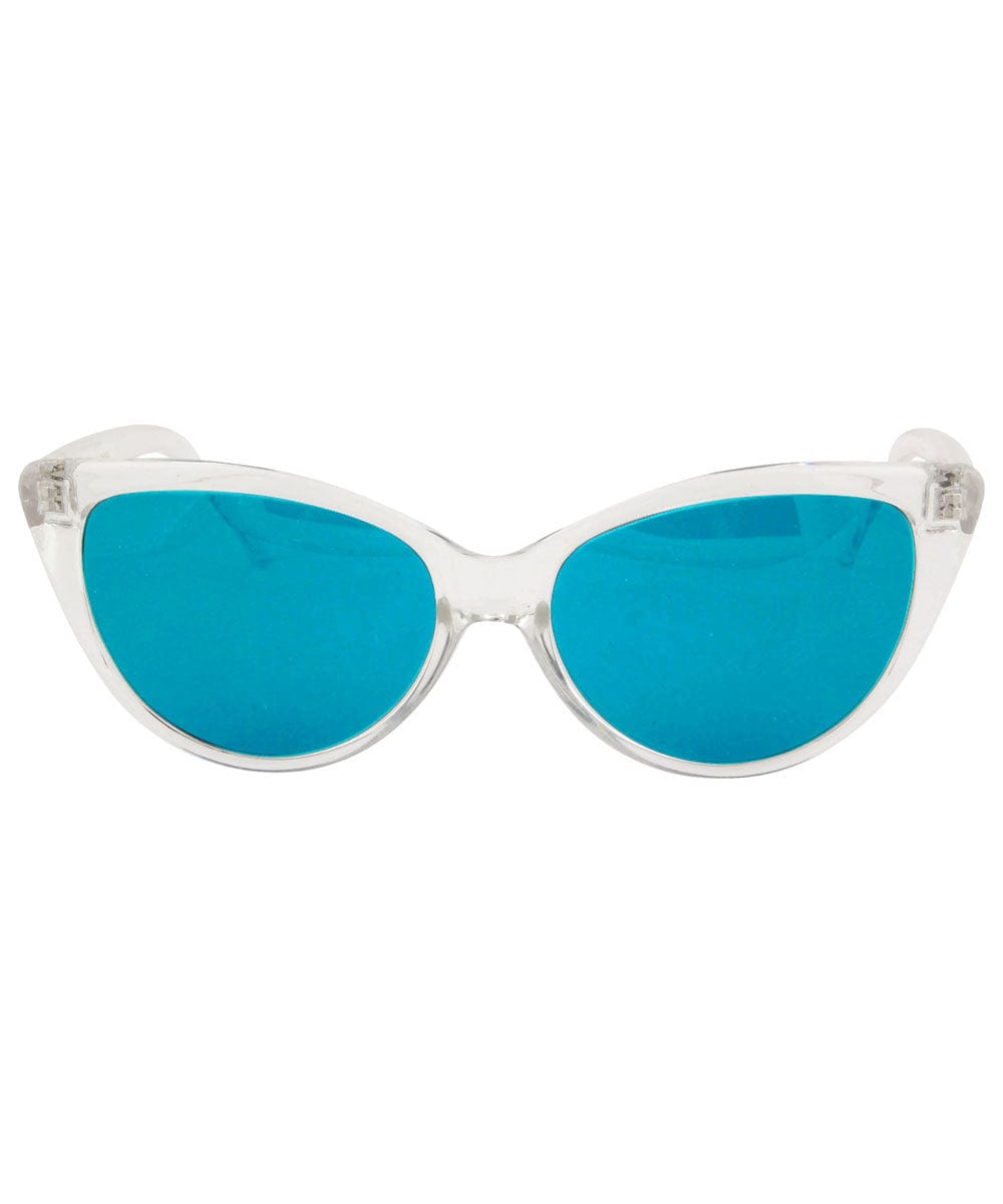 feline crystal teal sunglasses
