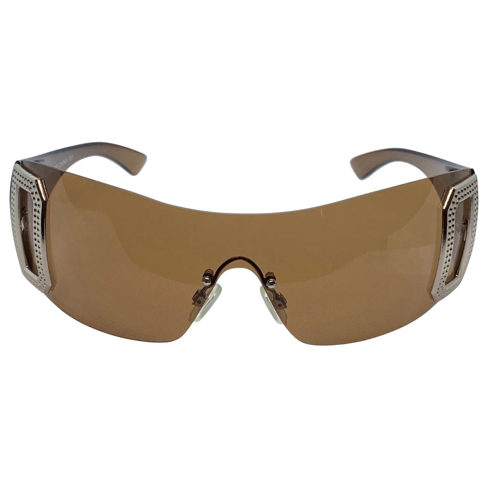 GHOSTED Brown Rimless Shield Sunglasses