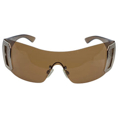 GHOSTED Brown Rimless Shield SunglassesBrown-Giant Vintage Eyewear