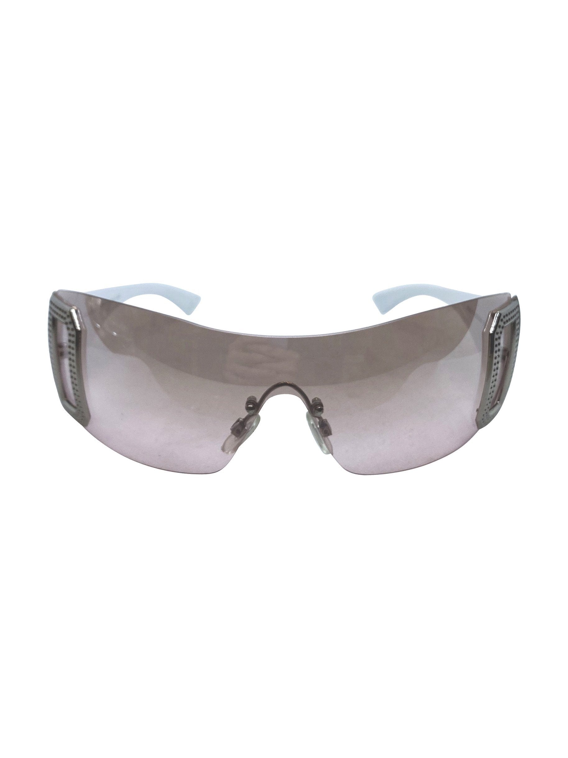 GHOSTED Pink Rimless Shield Sunglasses
