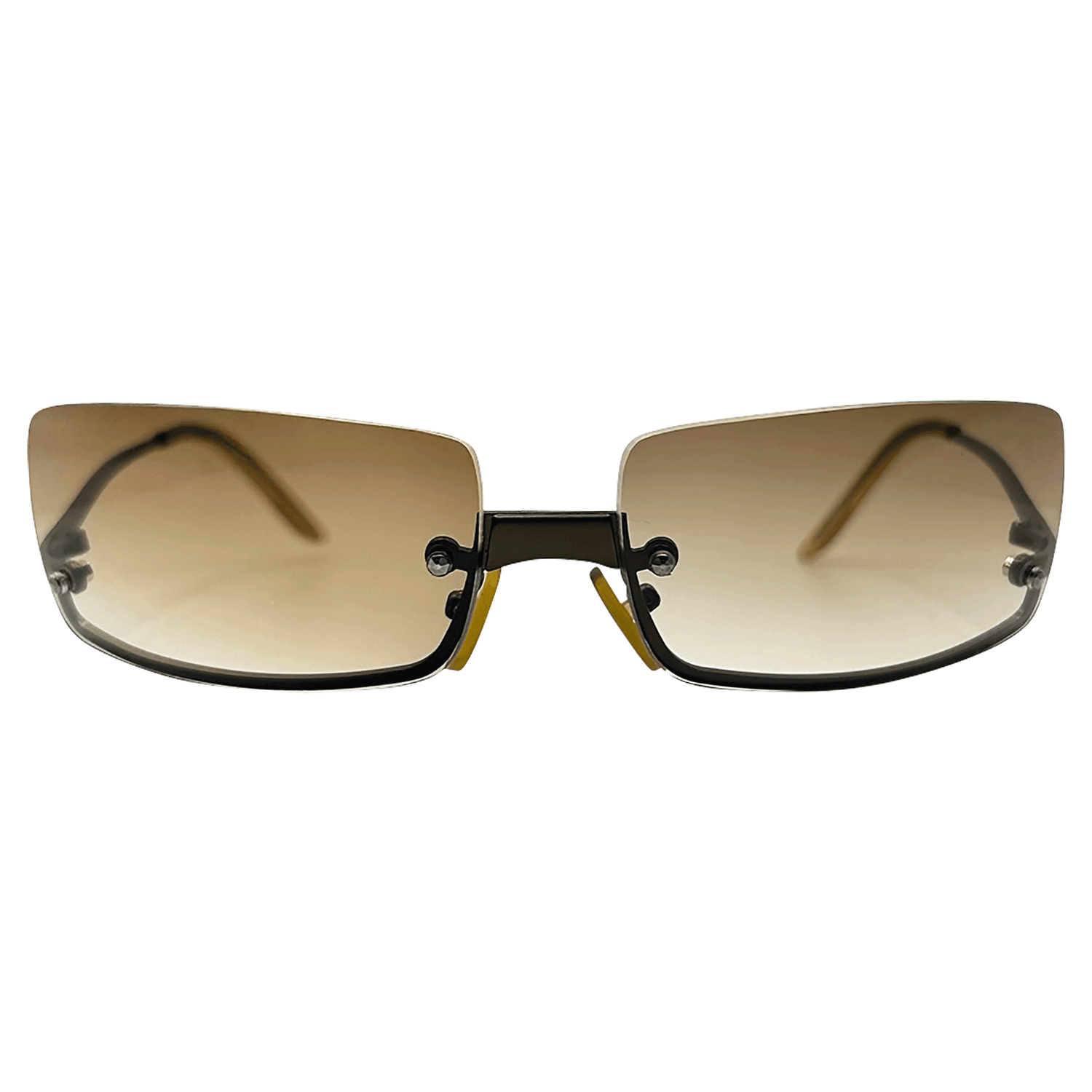 GLOSSY Rimless Square SunglassesAmber-Giant Vintage Eyewear