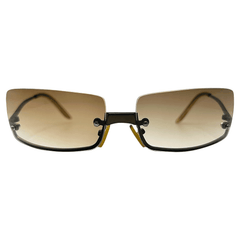 GLOSSY Rimless Square SunglassesAmber-Giant Vintage Eyewear