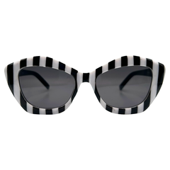 IMAGINE Mod Geometric SunglassesBlack and White Stripes-Giant Vintage Eyewear