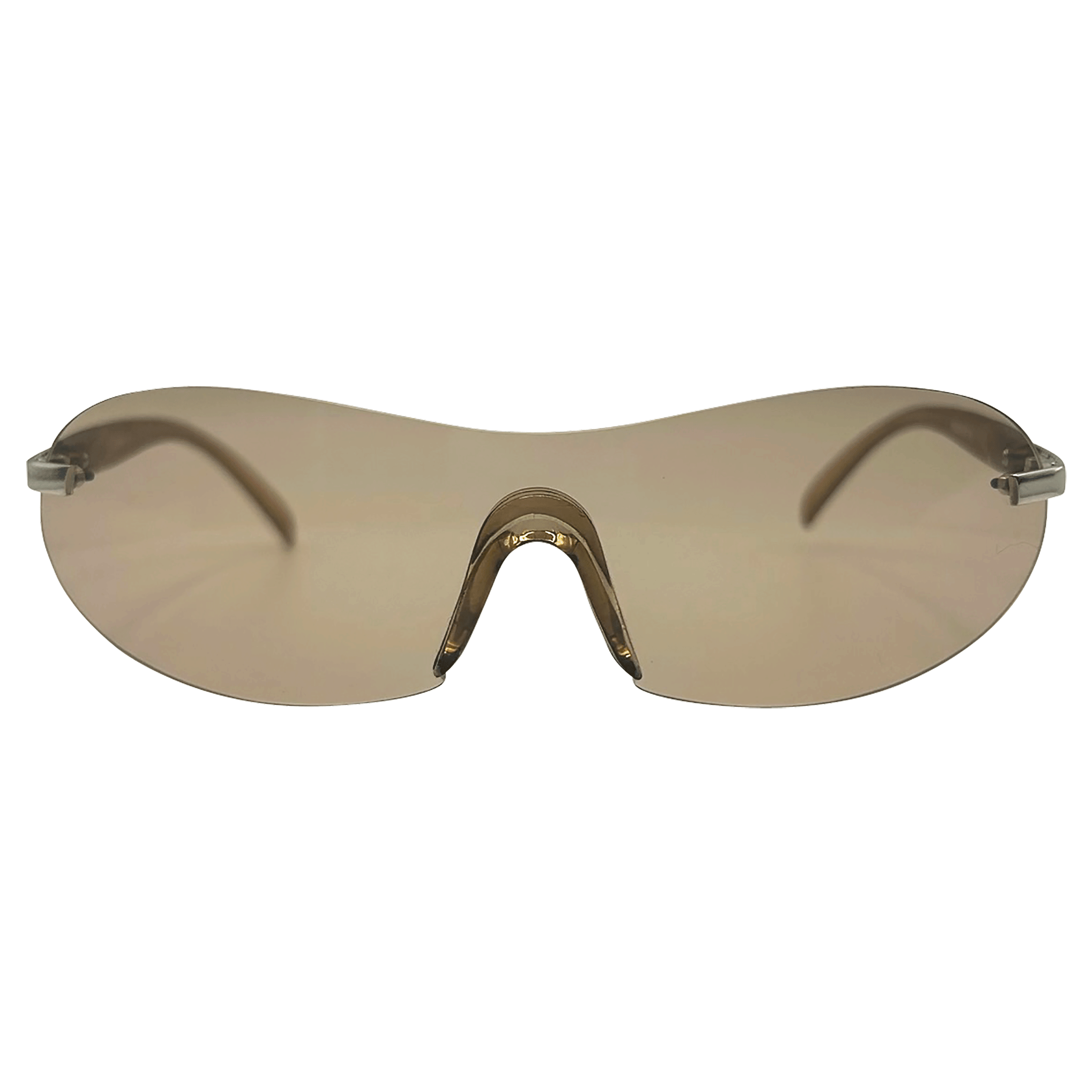 JUICED Rimless Shield SunglassesBrown-Giant Vintage Eyewear