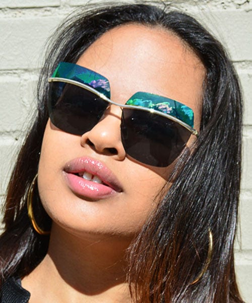 kahlo silver aqua sunglasses