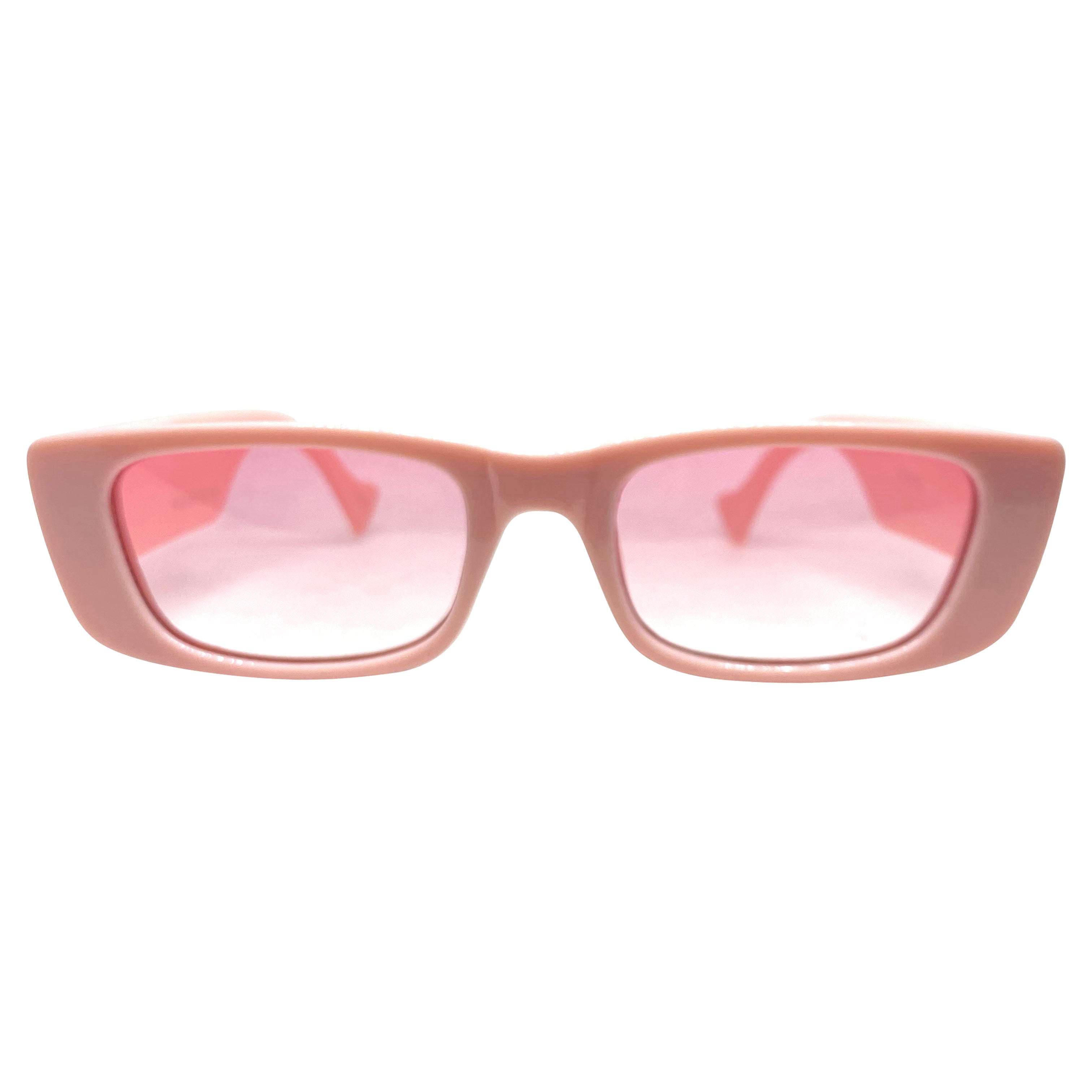 KIRA KIRA Baby Pink Slim Rectangle Sunglasses