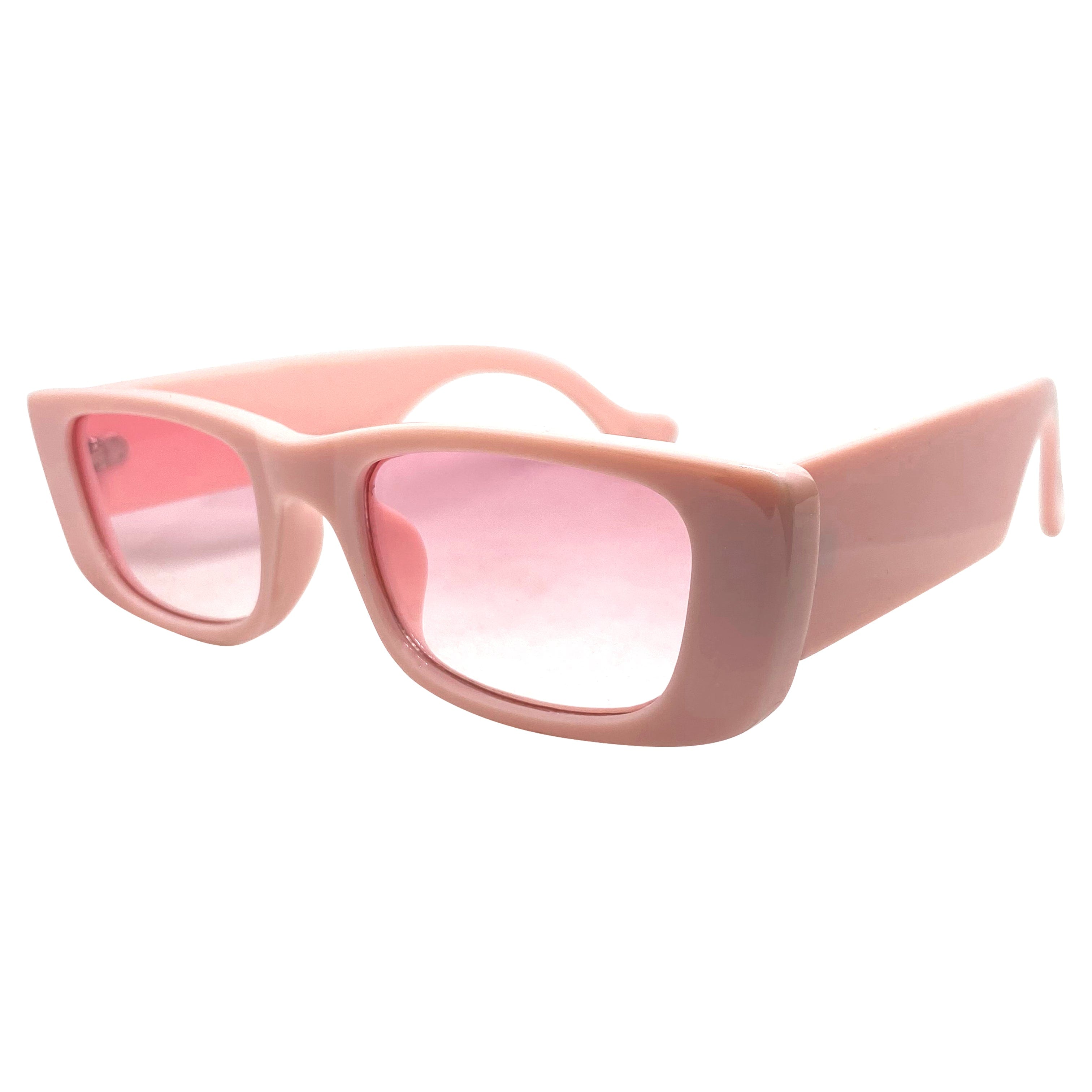 KIRA KIRA Baby Pink Slim Rectangle Sunglasses