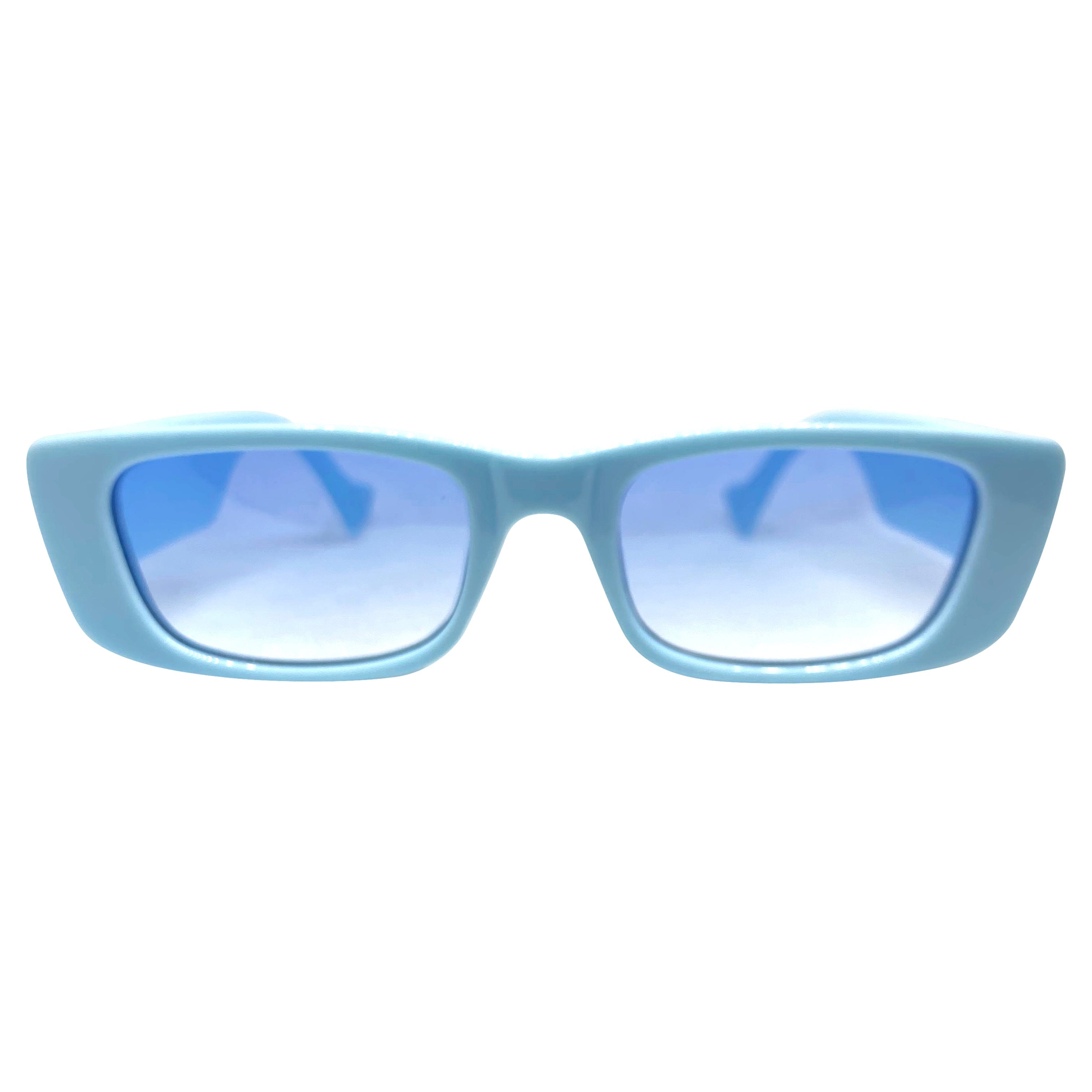 KIRA KIRA Blue Slim Rectangle Sunglasses