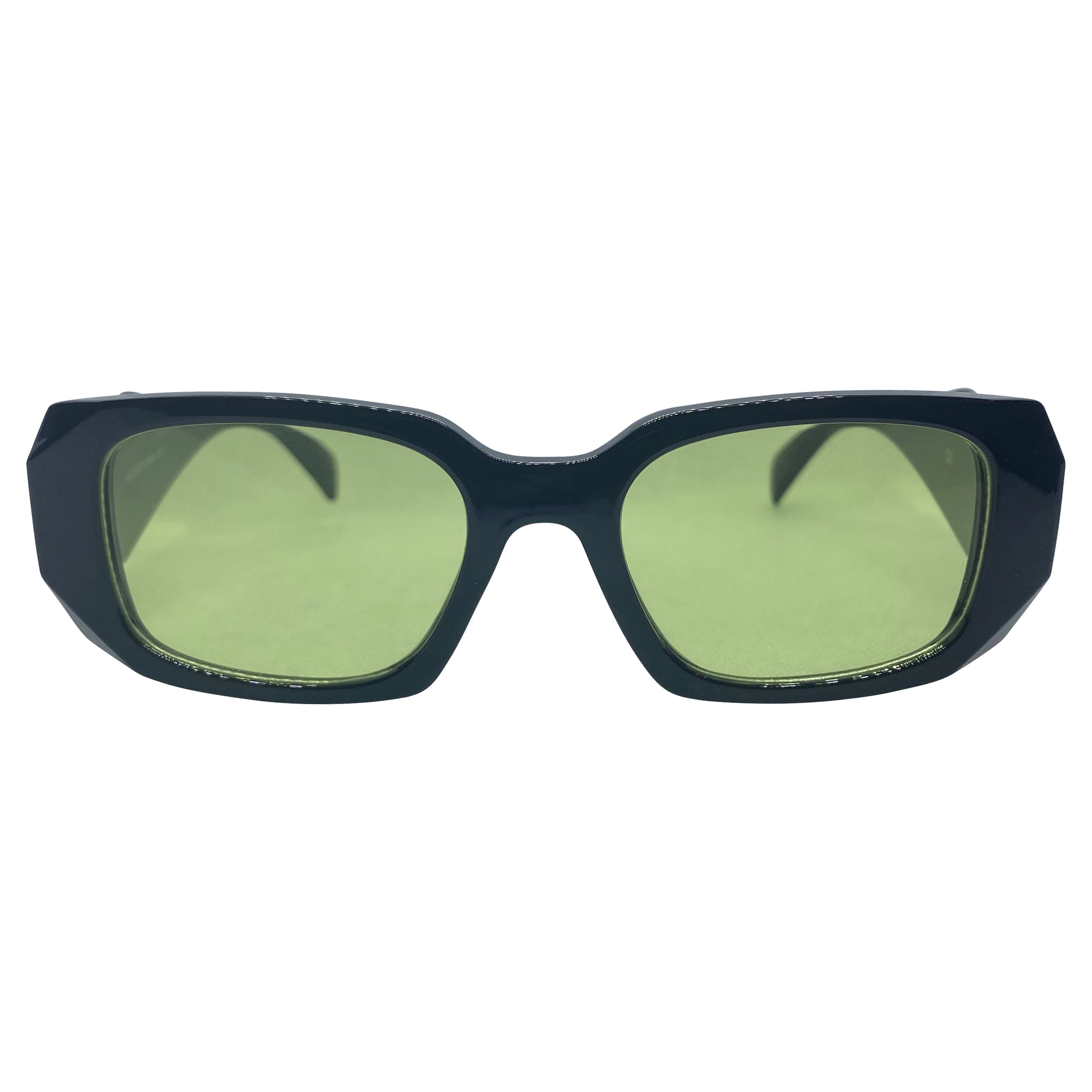 KNIGHT Black/Green Square Sunglasses