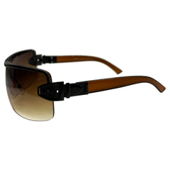 MOMMY Amber/Gunmetal Shield Sunglasses-Giant Vintage Eyewear