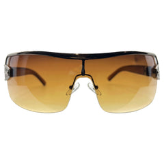 MOMMY Amber/Silver Shield Sunglasses-Giant Vintage Eyewear