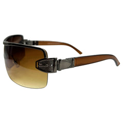 MOMMY Amber/Silver Shield Sunglasses-Giant Vintage Eyewear