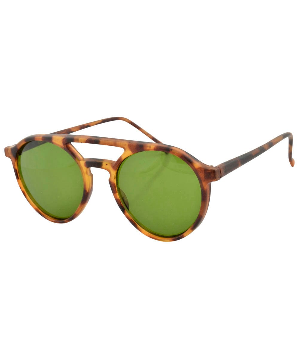 MOORE Demi/Green Round Sunglasses
