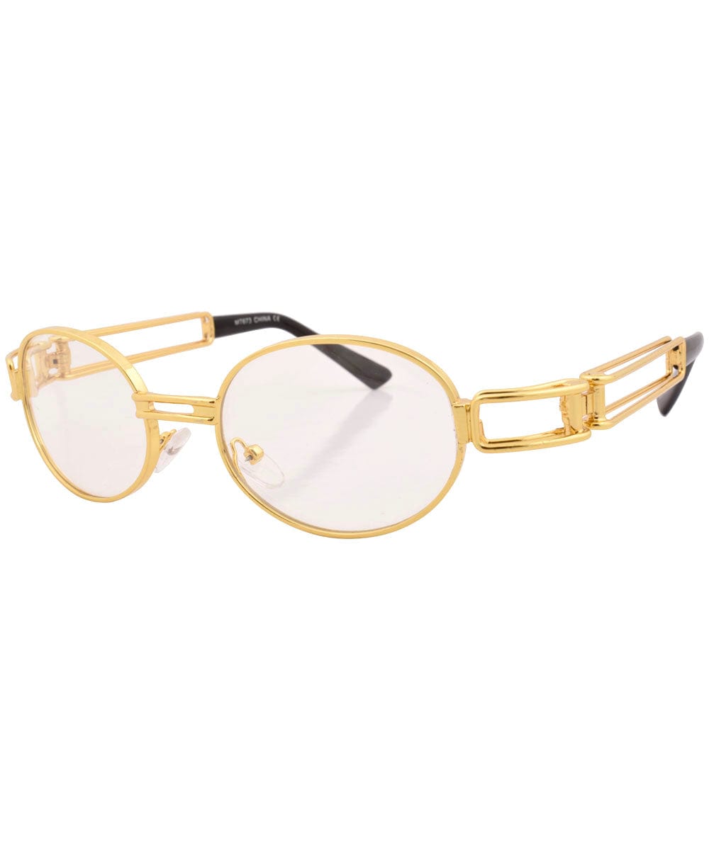 poppers gold clear sunglasses