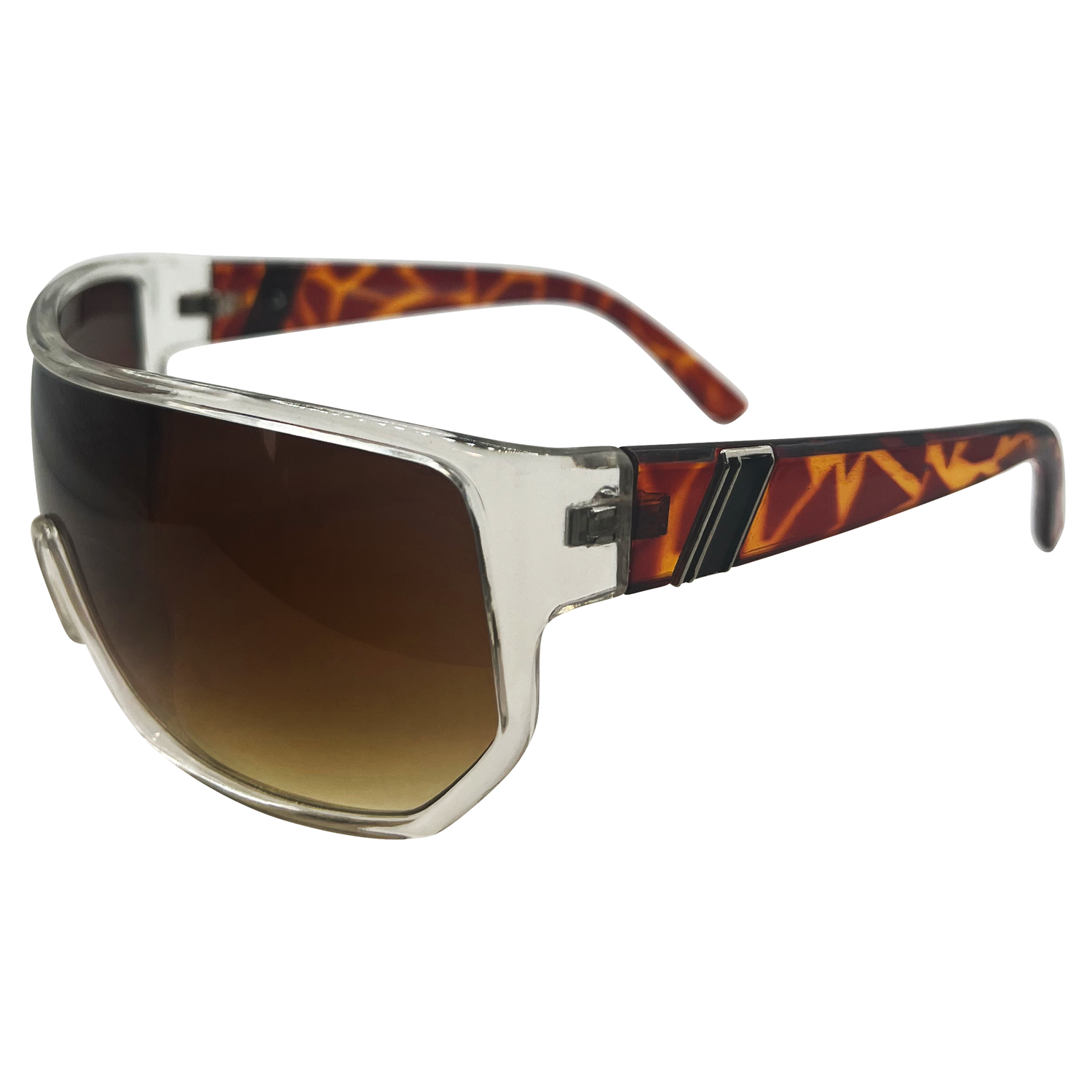 SHREDDED Shield SunglassesClear Tortoise-Giant Vintage Eyewear