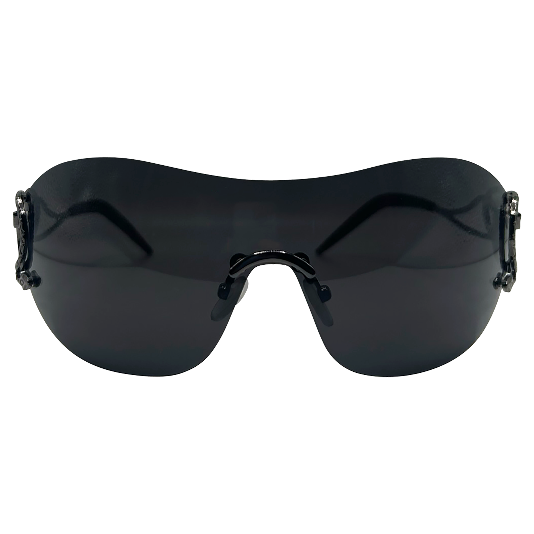 SNAKEY SNAKE Super Dark Rimless Shield Sunglasses