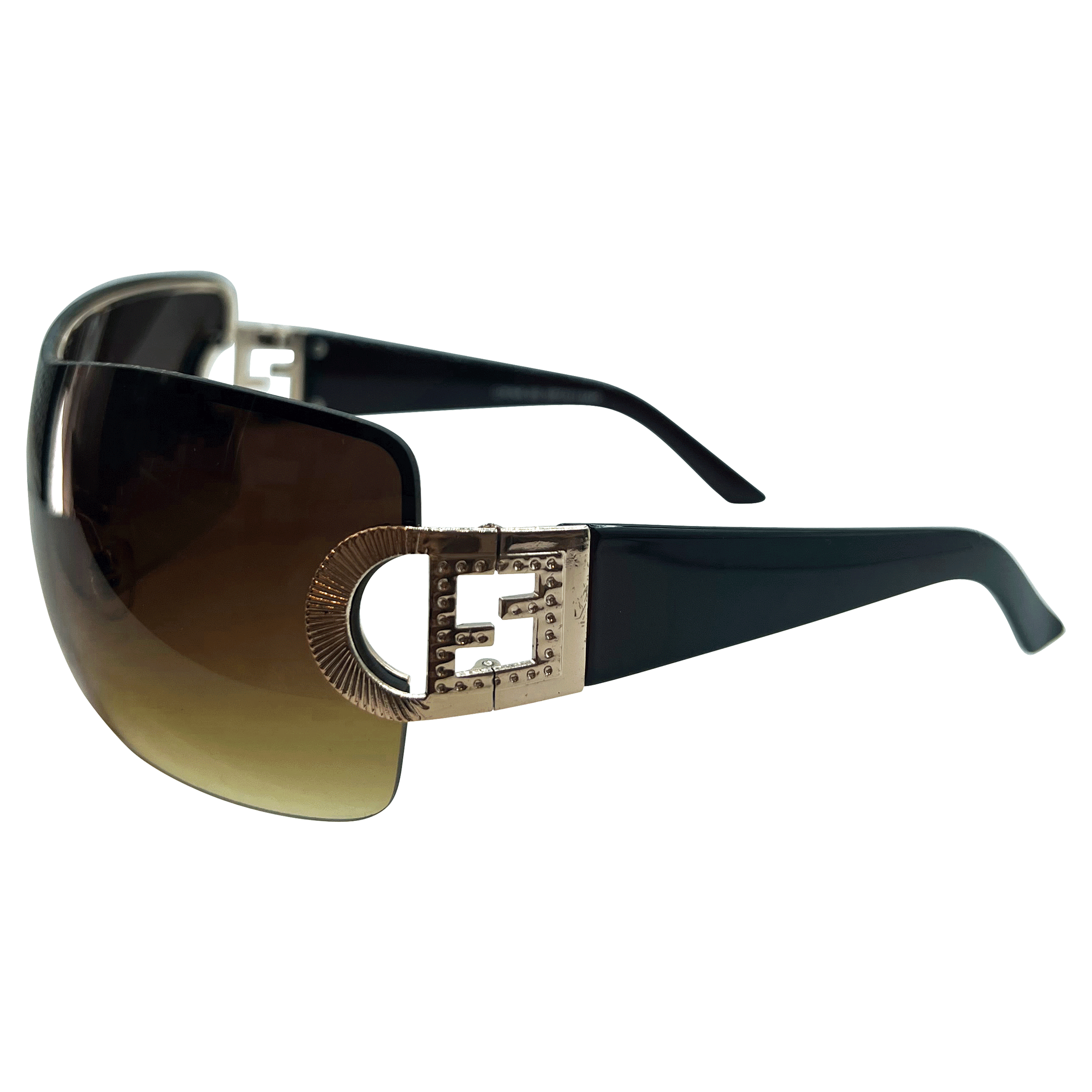 SUGARBABY Rimless Shield Y2K Gold/Amber Sunglasses