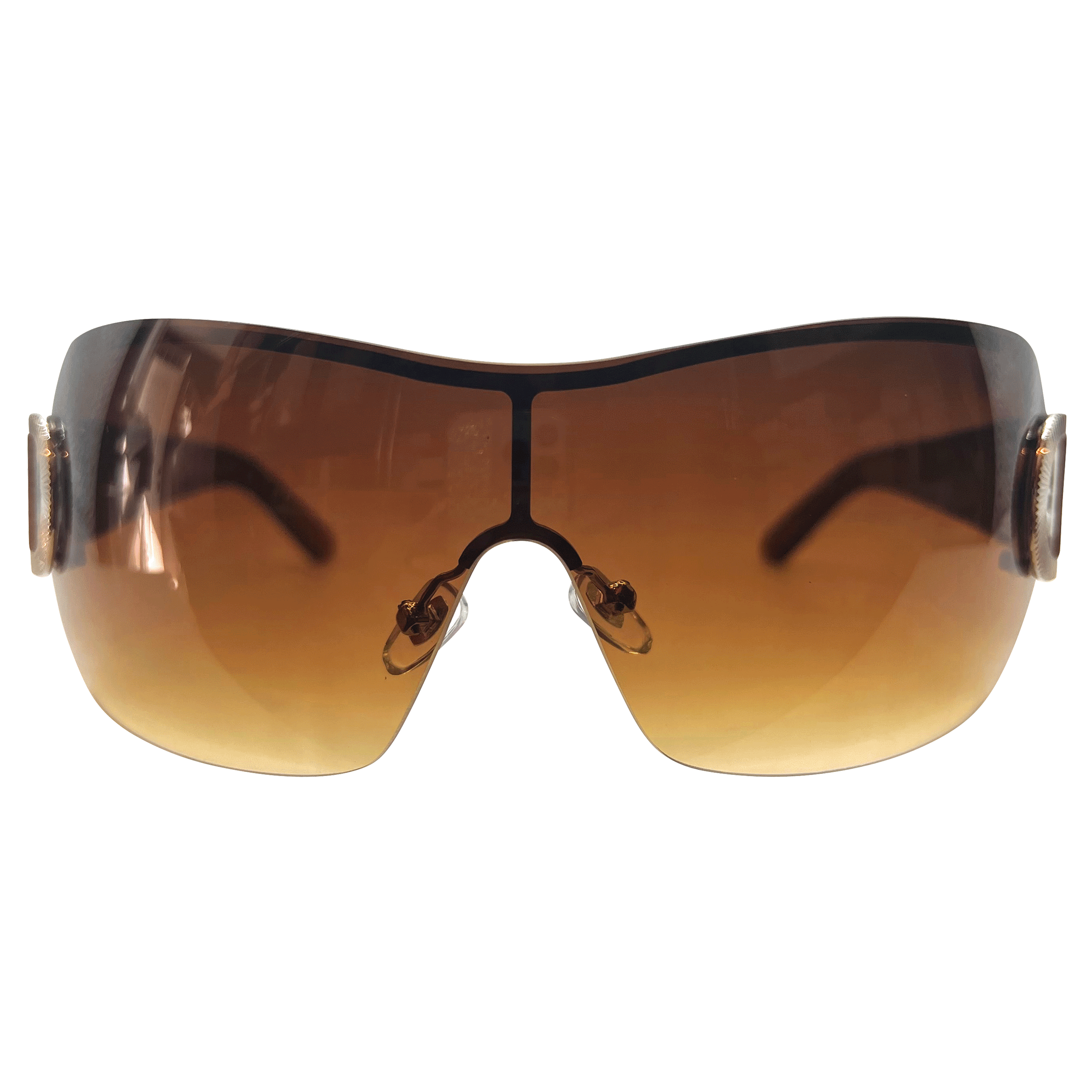 SUGARBABY Rimless Shield Y2K Silver/Amber Shield Sunglasses