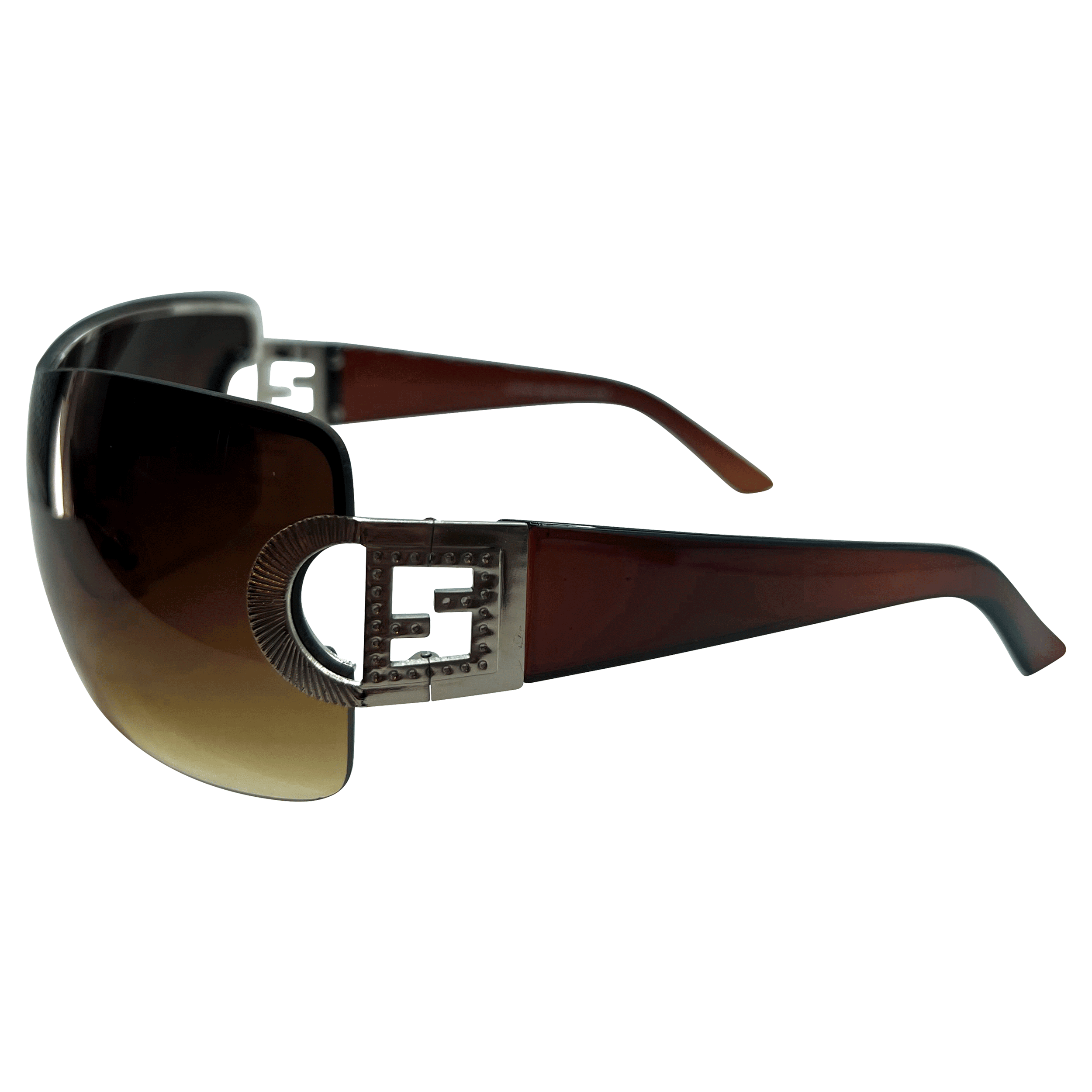 SUGARBABY Rimless Shield Y2K Silver/Amber Shield Sunglasses