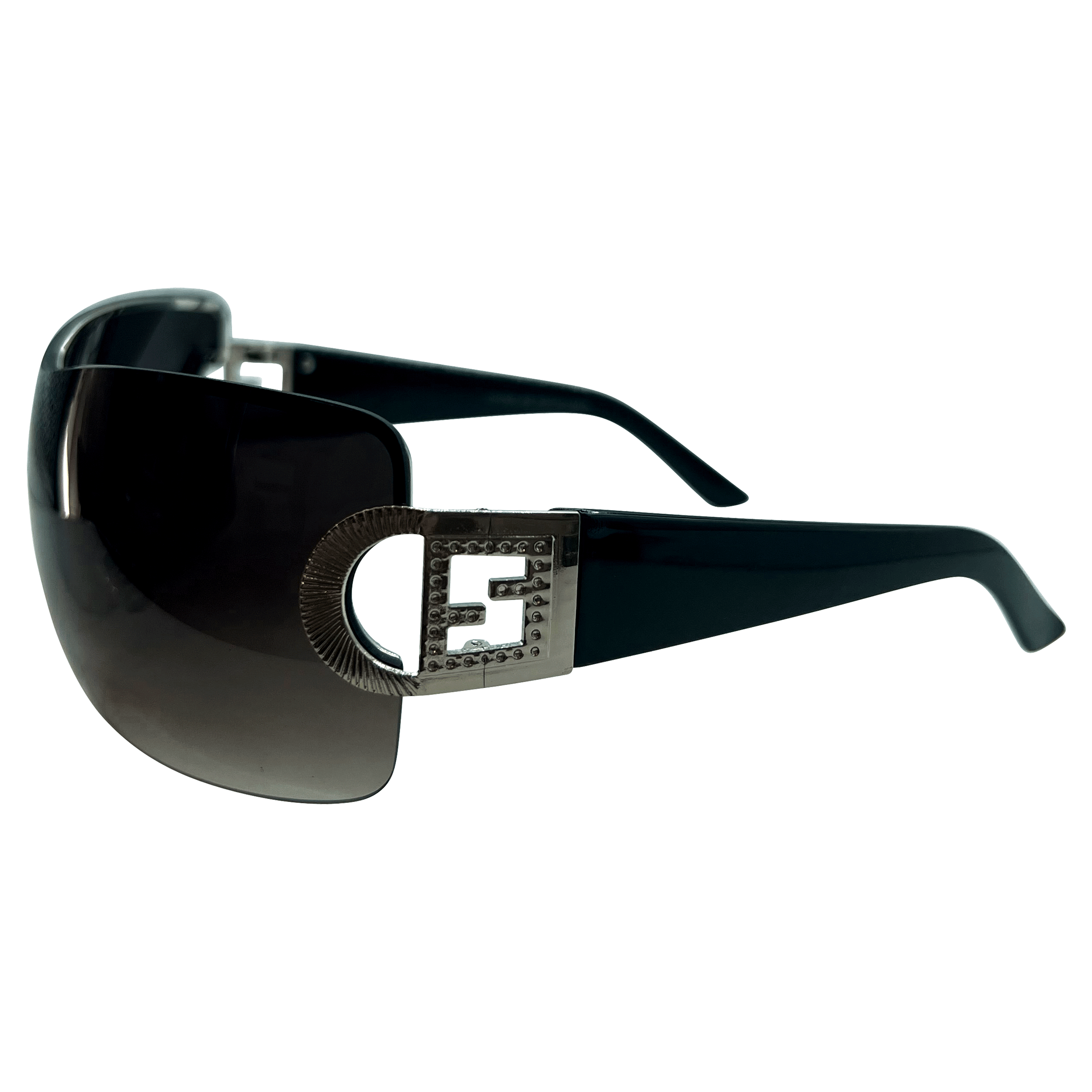 SUGARBABY Rimless Shield Y2K Silver/Smoke Sunglasses