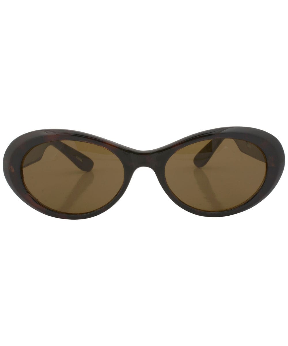Shop Tizzy Tortoise/Brown Vintage Oval Sunglasses Tortoise/Brown