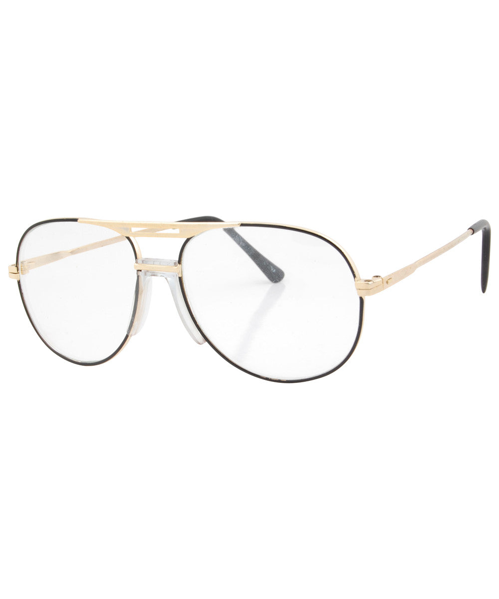 Large Clear Aviator glasses - Langston Gold by CEV Collection