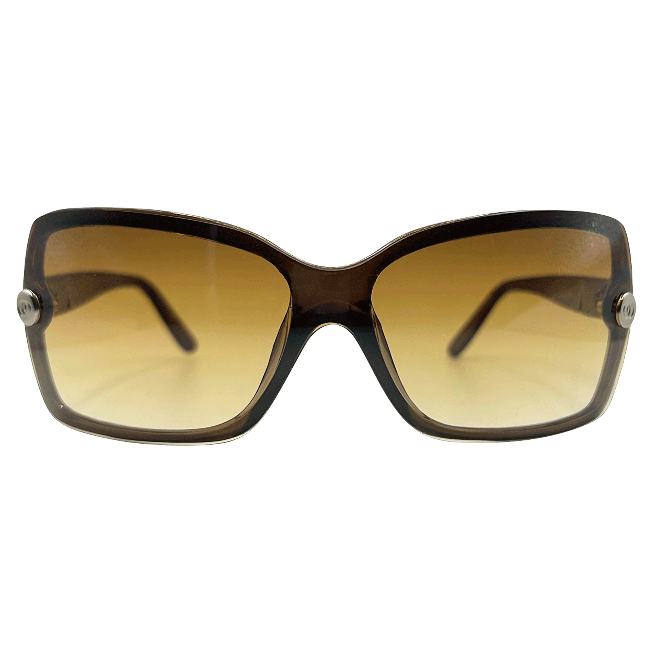 Chanel Vintage Brown Quilt Shield CC Logo Sunglasses 5019