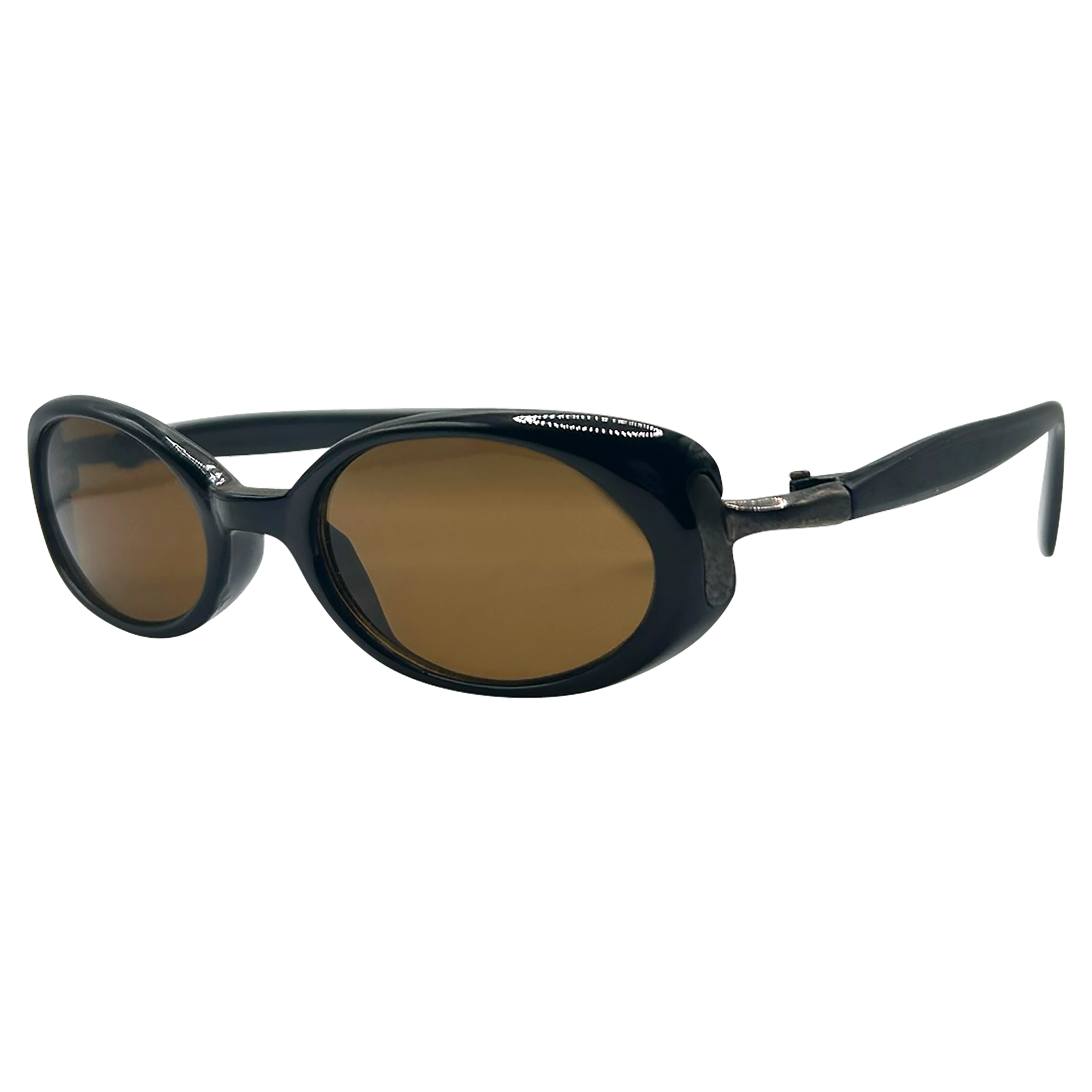 TWERP Black/Brown Oval Sunglasses