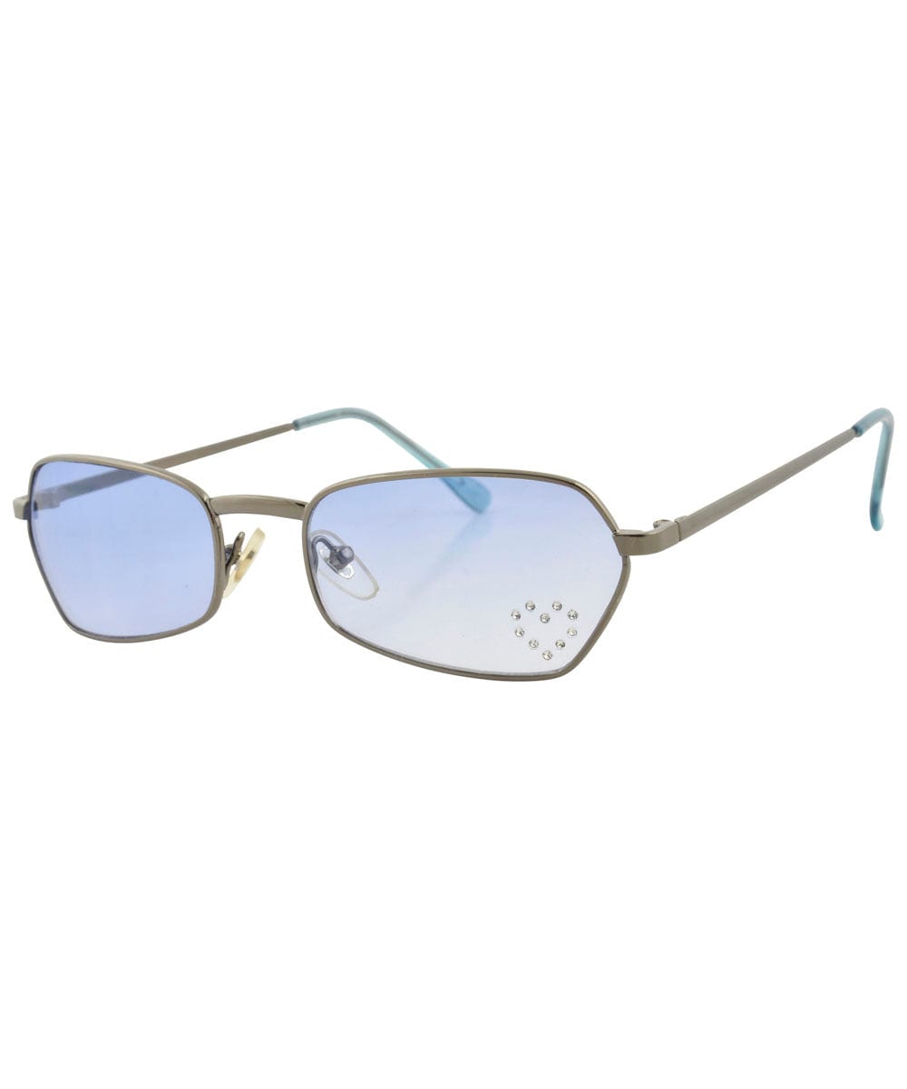 T.Y.V.M. Blue/Heart Rimless Sunglasses