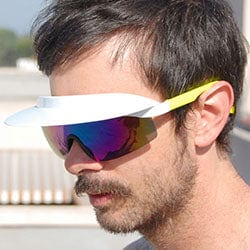 visor xl white yellow sunglasses