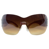 DAWN Tattoo Art Y2K Shield Sunglasses: Gold/Amber Torch Skull-Giant Vintage Eyewear
