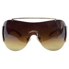 EDDY Y2K Tattoo Art Shield Sunglasses: Gold/Amber Torch SkullGold/Amber-Giant Vintage Eyewear