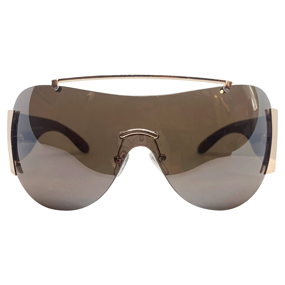 EDDY Y2K Tattoo Art Shield Sunglasses: Brown/Brown EagleBrown/Brown-Giant Vintage Eyewear