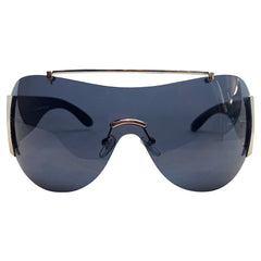 EDDY Y2K Tattoo Art Shield Sunglasses: Black/Super Dark DragonsBlack/Super Dark-Giant Vintage Eyewear