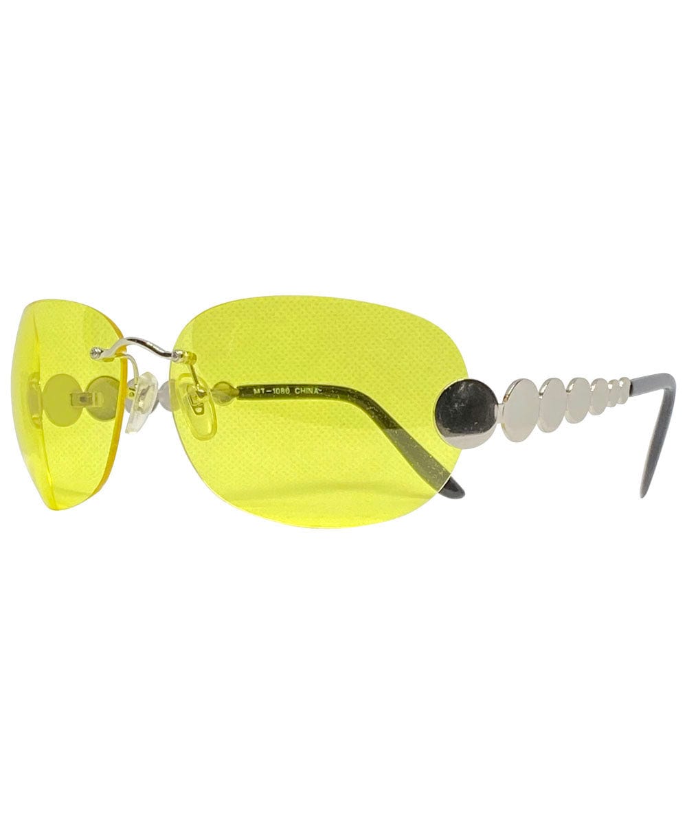 TASTY Silver/ Yellow Rimless Sunglasses